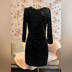 Forever 21 Black Sequin Long Sleeve Dress
